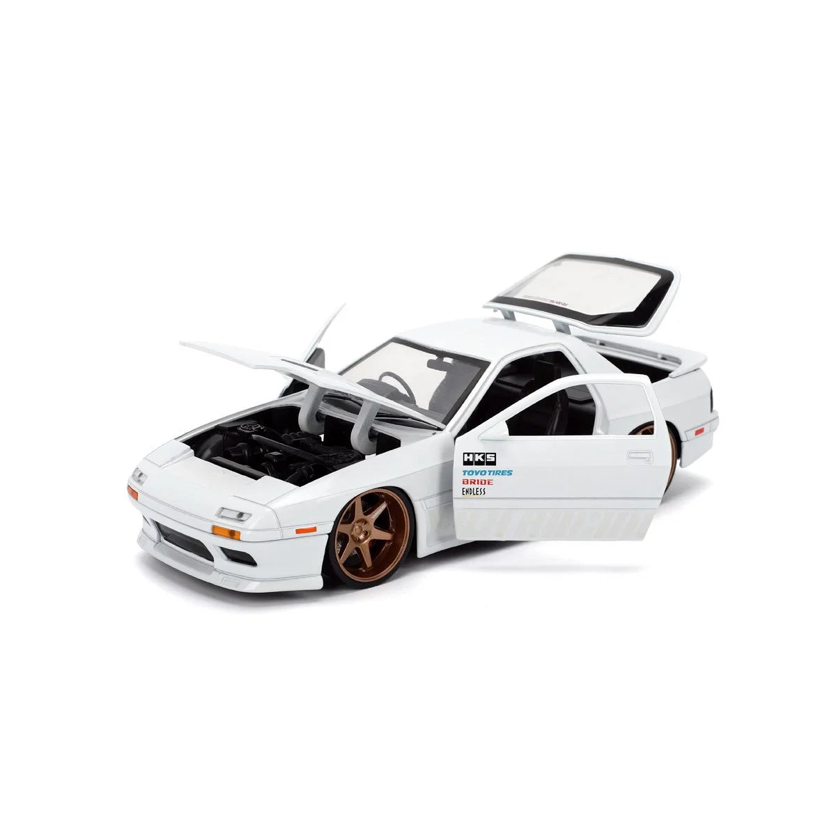 JDM Tuners 1985 Mazda RX-7 FC Volk Racing White 1:24 Scale Die-Cast Metal Vehicle