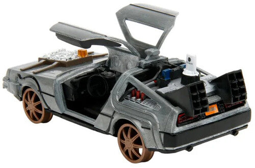 Jada Toys 1:32 Back to the Future Time Machine (Railroad Wheels) Die-Cast Model