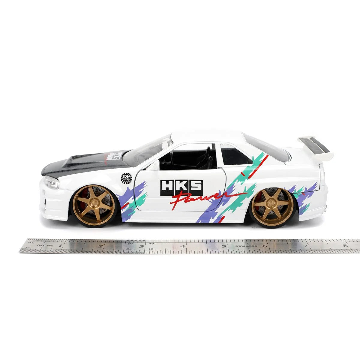 JDM Tuners 2002 Nissan Skyline GT-R R34 Glossy White 1:24 Scale Die-Cast Metal Vehicle