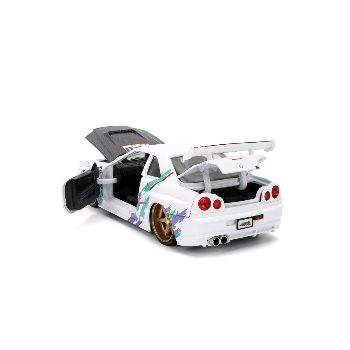 JDM Tuners 2002 Nissan Skyline GT-R R34 Glossy White 1:24 Scale Die-Cast Metal Vehicle