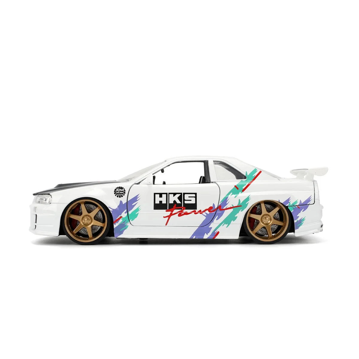 JDM Tuners 2002 Nissan Skyline GT-R R34 Glossy White 1:24 Scale Die-Cast Metal Vehicle
