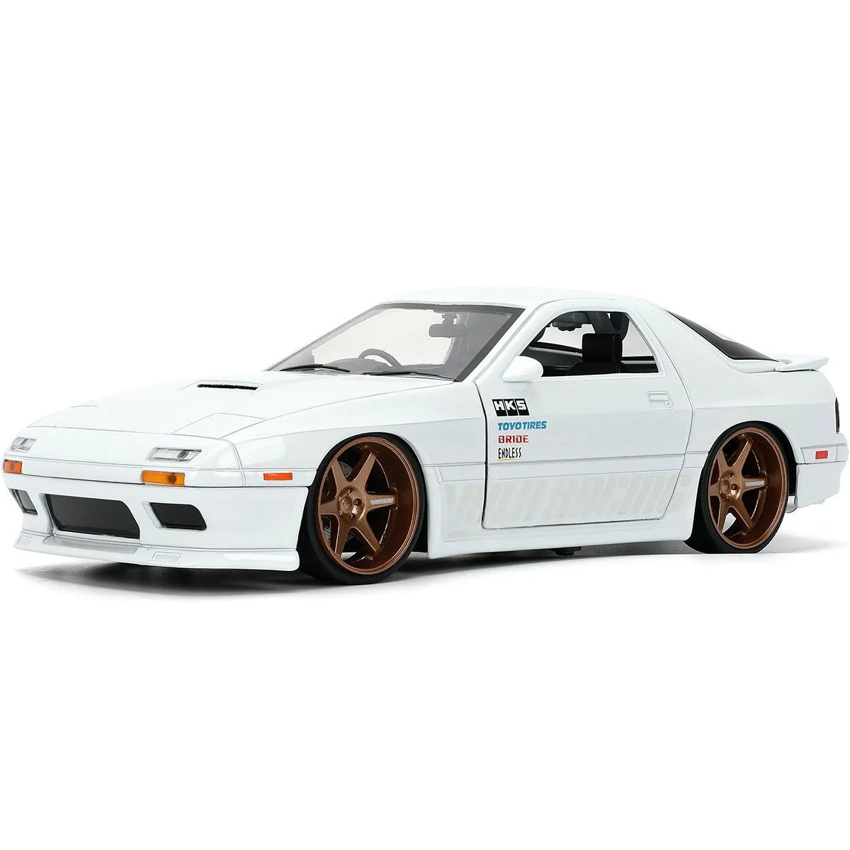 JDM Tuners 1985 Mazda RX-7 FC Volk Racing White 1:24 Scale Die-Cast Metal Vehicle